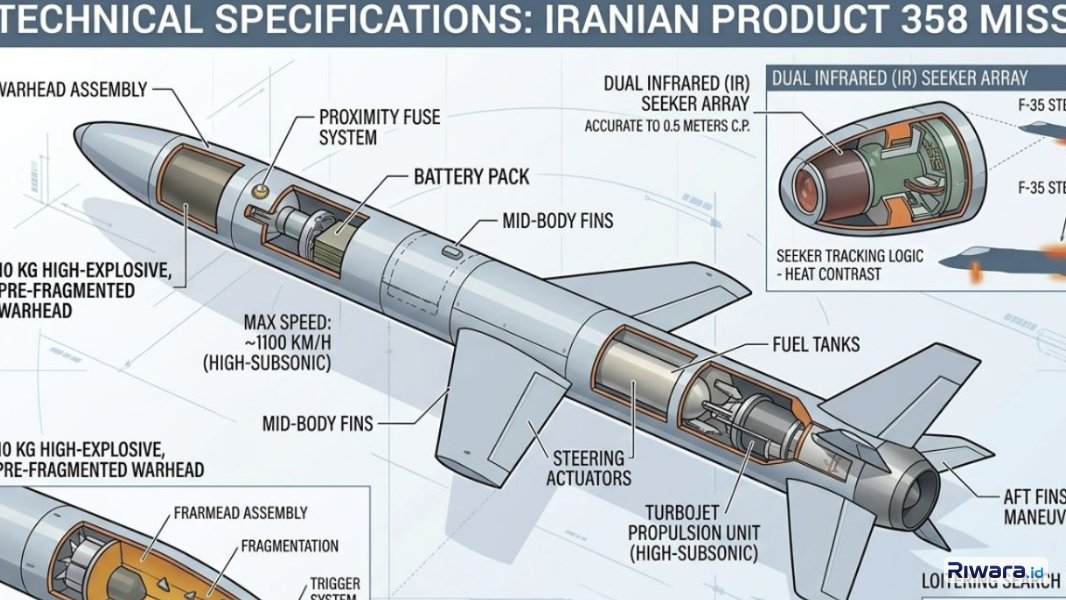 Ilustrasi rudal Produk 358, dibuat dengan bantuan Gemini AI